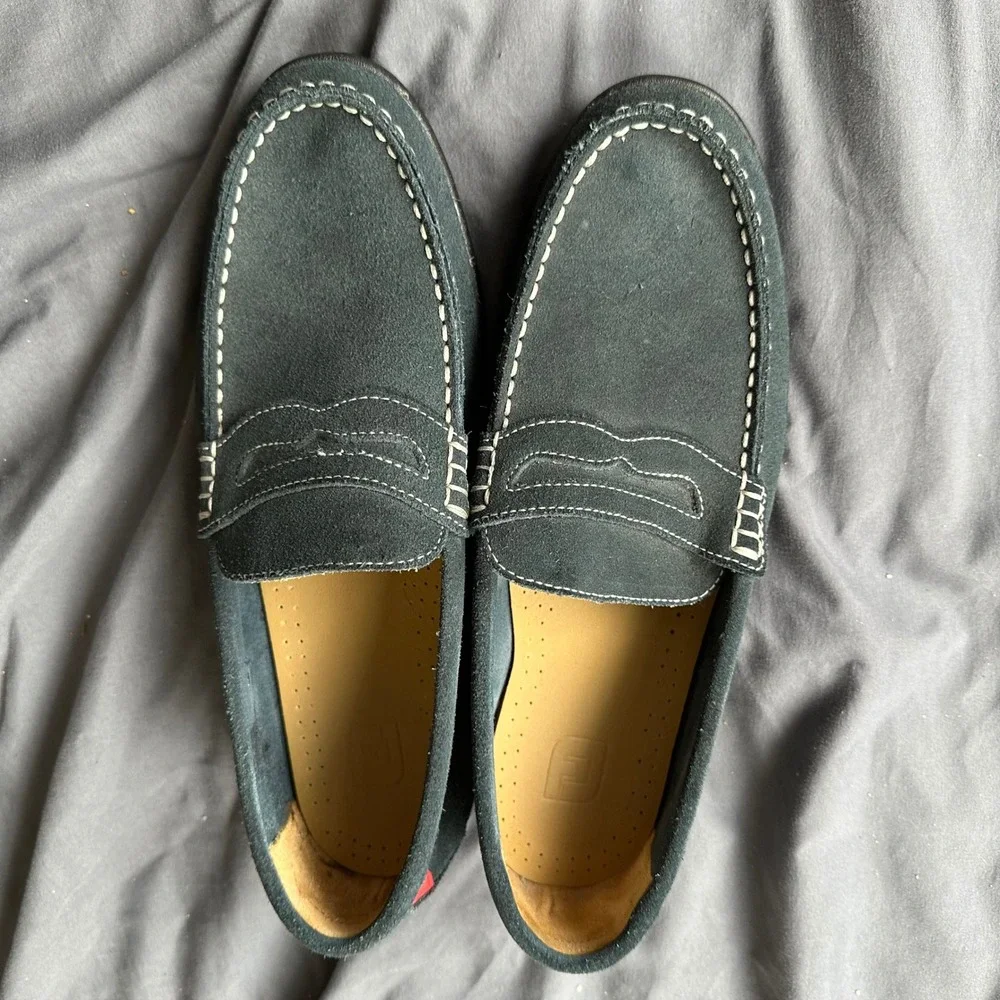 FootJoy Club Casuals Mens Navy Blue Suede Penny Loafers Shoes 79007 Size 9.5 M